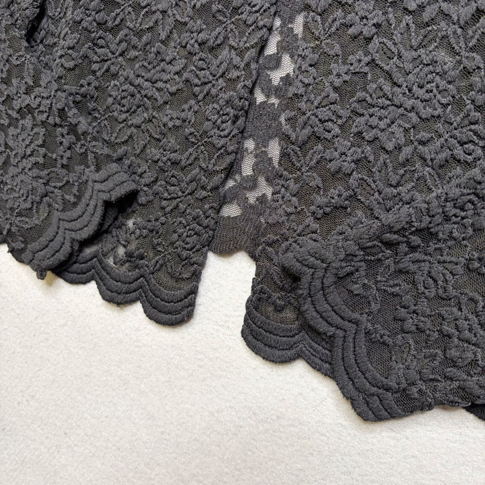 Unbranded Lace Cardigan Womens M Black Y2K Floral Mesh Scalloped Shrug Bolero - Picture 6 of 9
